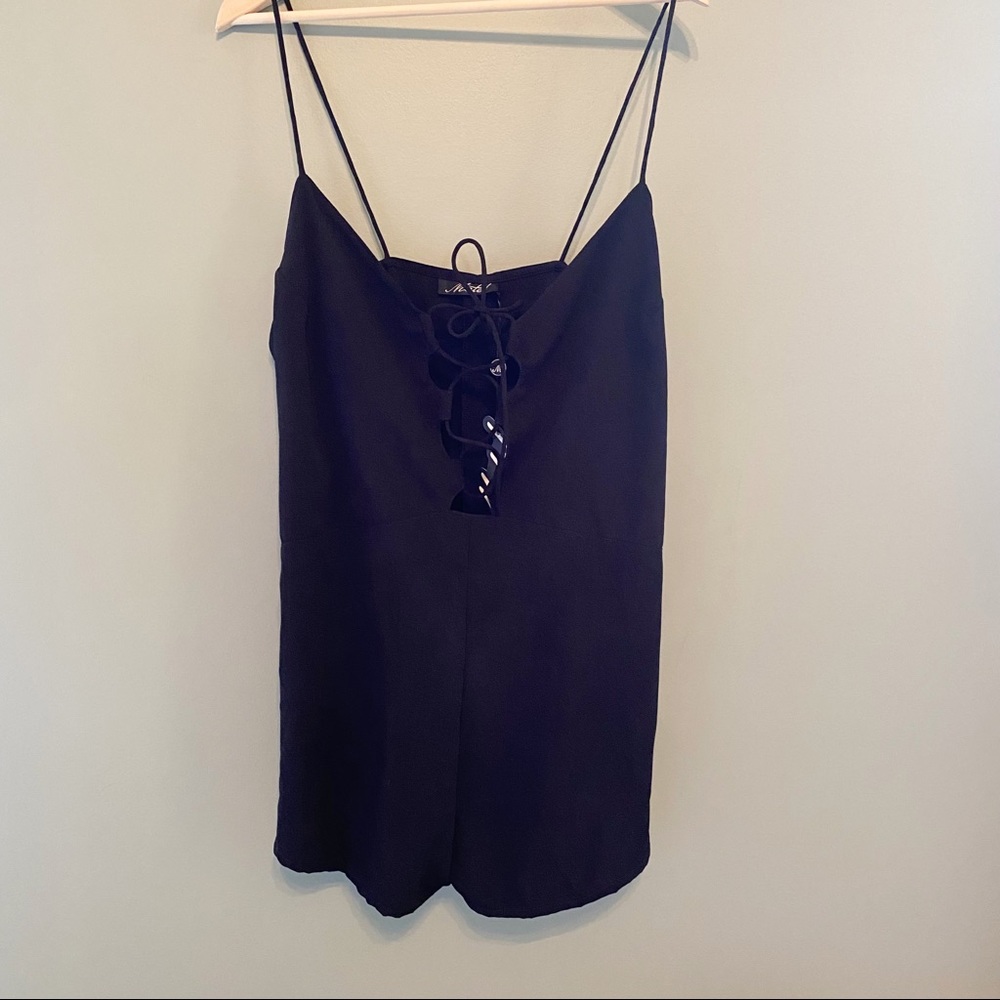 Motel Rocks Black Jostein Playsuit Romper Lace Up Size Large New